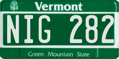 VT license plate NIG282