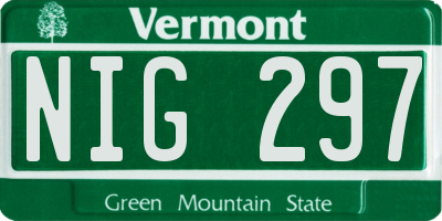 VT license plate NIG297