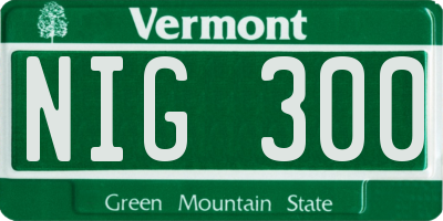VT license plate NIG300