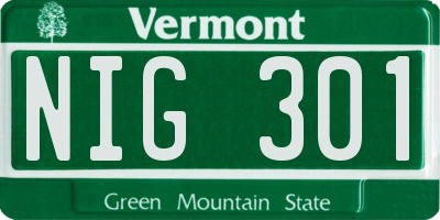 VT license plate NIG301