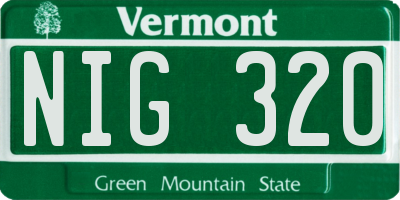VT license plate NIG320