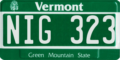 VT license plate NIG323