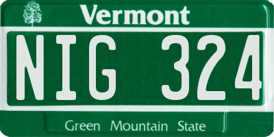VT license plate NIG324
