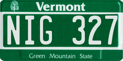 VT license plate NIG327