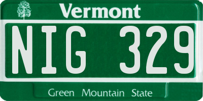 VT license plate NIG329