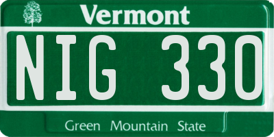 VT license plate NIG330