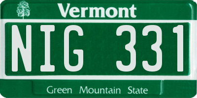 VT license plate NIG331