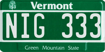 VT license plate NIG333