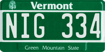 VT license plate NIG334