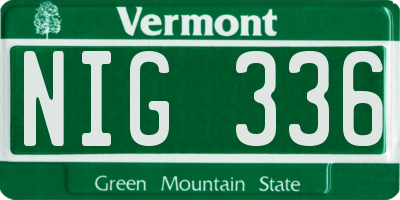 VT license plate NIG336