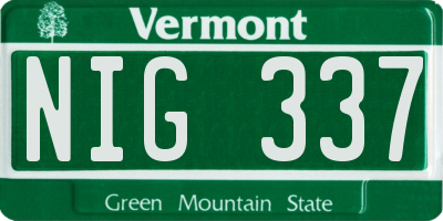 VT license plate NIG337