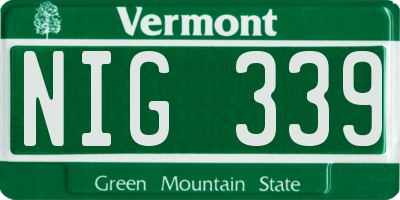 VT license plate NIG339