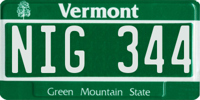 VT license plate NIG344
