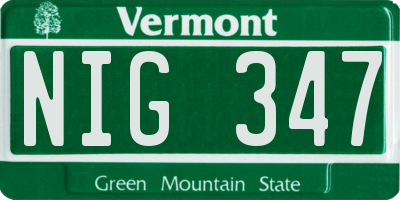 VT license plate NIG347