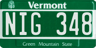 VT license plate NIG348