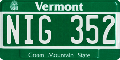 VT license plate NIG352