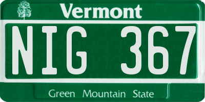VT license plate NIG367