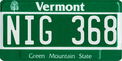 VT license plate NIG368