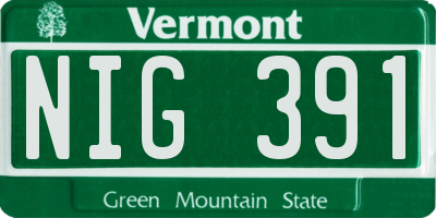 VT license plate NIG391