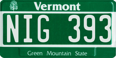VT license plate NIG393