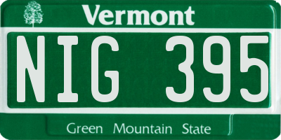 VT license plate NIG395