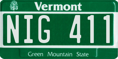 VT license plate NIG411