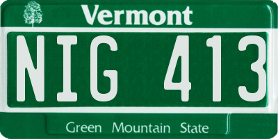 VT license plate NIG413