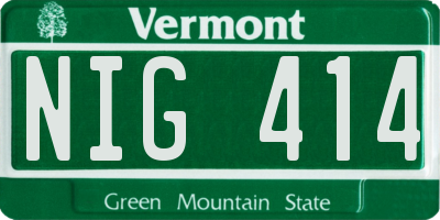 VT license plate NIG414