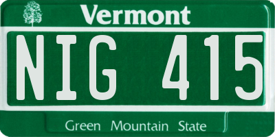 VT license plate NIG415