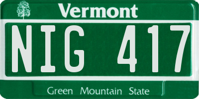 VT license plate NIG417