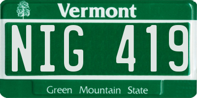 VT license plate NIG419