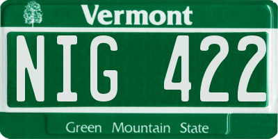 VT license plate NIG422