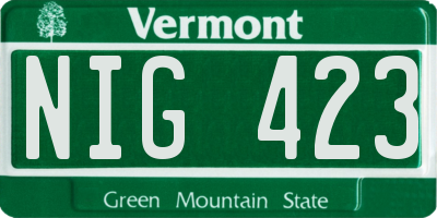 VT license plate NIG423