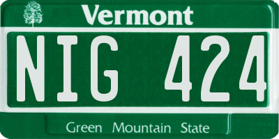 VT license plate NIG424