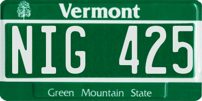 VT license plate NIG425