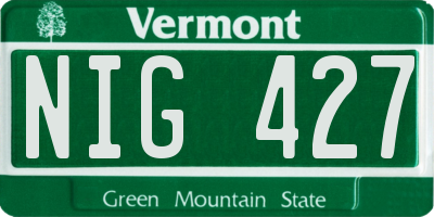 VT license plate NIG427