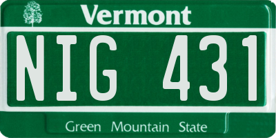 VT license plate NIG431