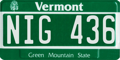 VT license plate NIG436
