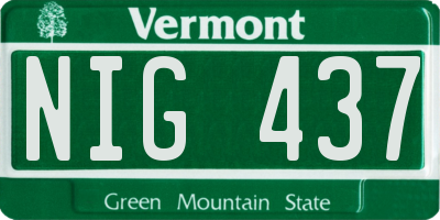 VT license plate NIG437