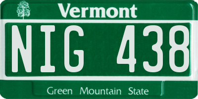 VT license plate NIG438