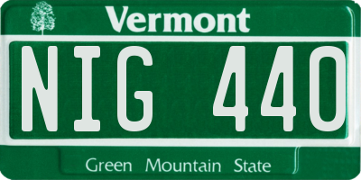 VT license plate NIG440