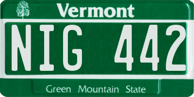 VT license plate NIG442