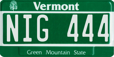 VT license plate NIG444