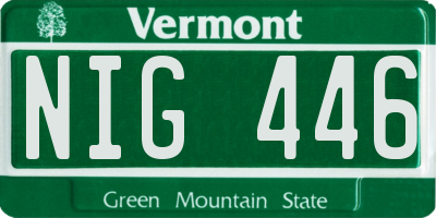 VT license plate NIG446
