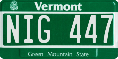 VT license plate NIG447