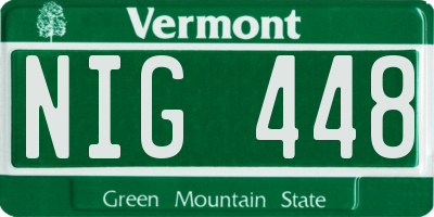 VT license plate NIG448