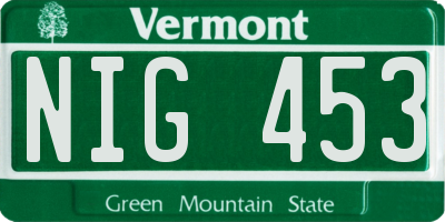 VT license plate NIG453