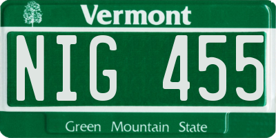 VT license plate NIG455