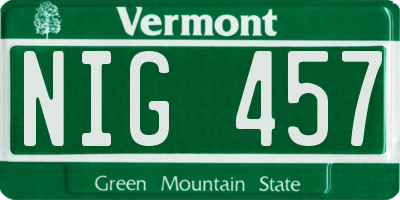 VT license plate NIG457