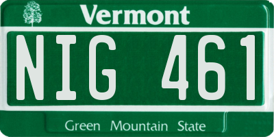 VT license plate NIG461